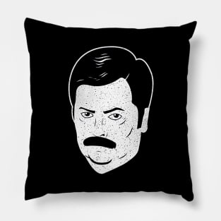 Ron Swanson Face black tee Pillow