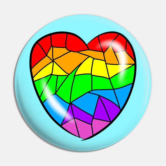 Cracked rainbow heart Pin by MelanieJeyakkumar