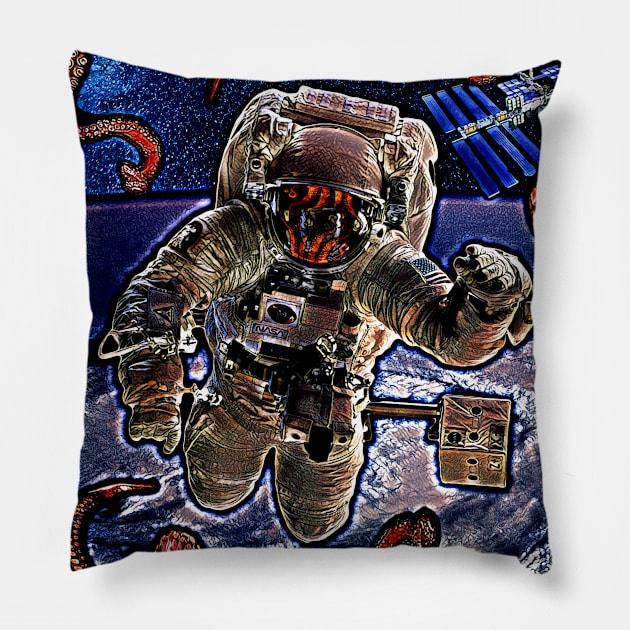 The astronaut met an alien Pillow by Revier