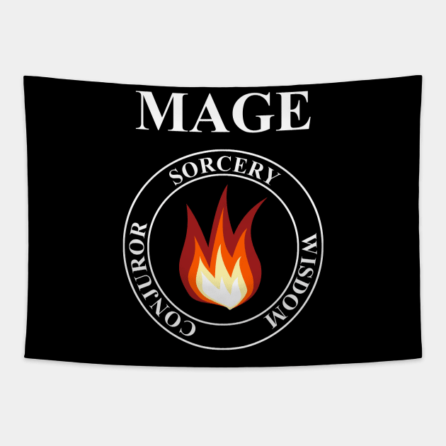 Mage Fantasy RPG Class Fire Magic T-shirt Tapestry by AgemaApparel