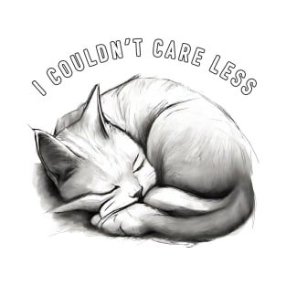 "I couldn't care less" sleeping sarcastic cat T-Shirt