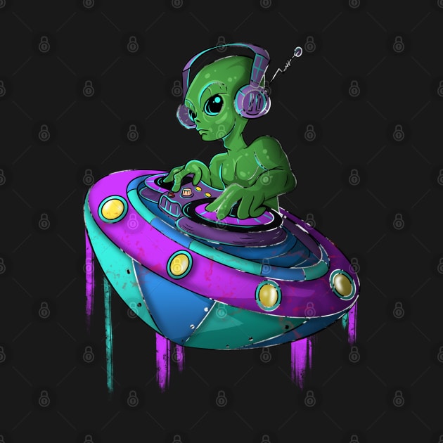 Alien Music Dj in Space by Trendy Black Sheep