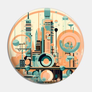 Orange Teal Metropolis Pin