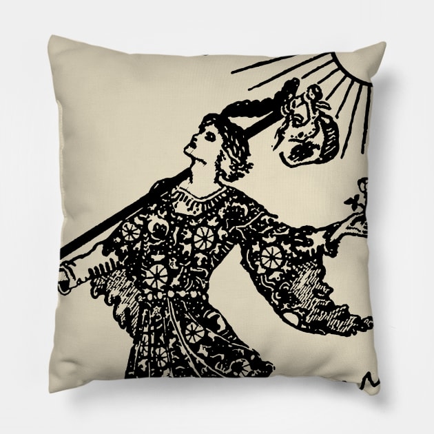 Tarot Card - The Fool (Silhouette) Pillow by kaliyuga