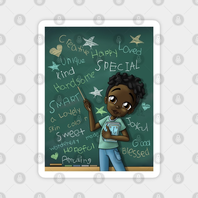 Black Boy and Positive Words Magnet by treasured-gift