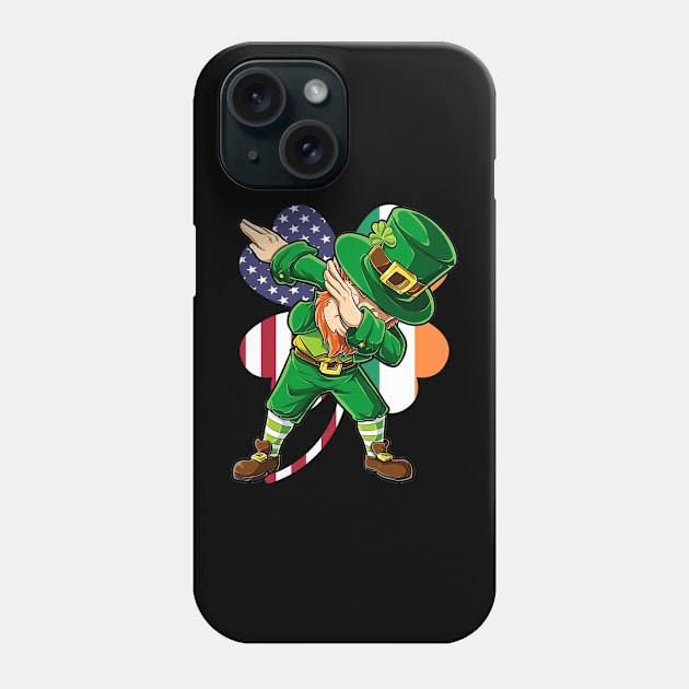 St Patricks Day Dabbing Leprechaun Irish American Flag St. Patrick's Day Phone Case by Otis Patrick