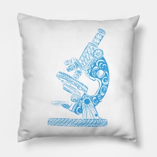 Scientific Microscope Line Drawing (Light Blue) Pillow