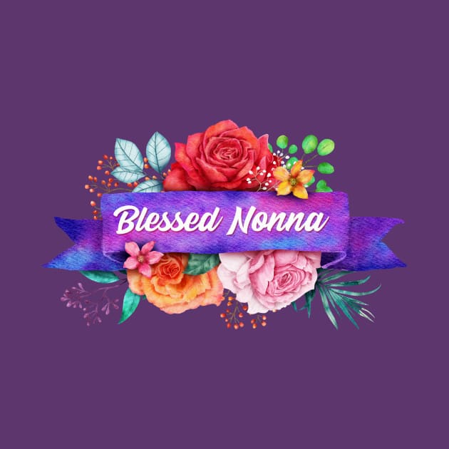 Blessed Nonna Floral Design with Watercolor Roses by g14u