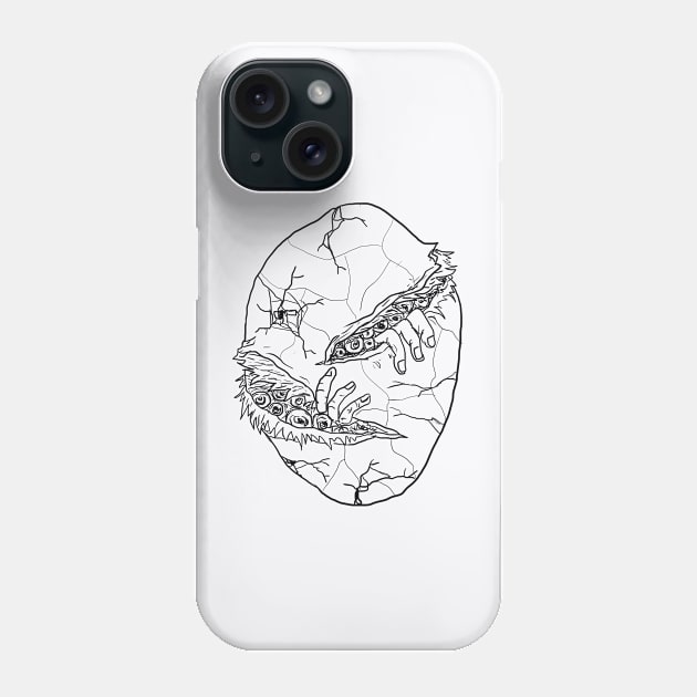 Egg Monster Horror Black Lineart Phone Case by Moonwing