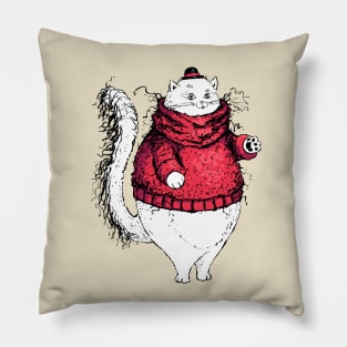 Gentleman Cat with A Very Fuzzy Sweater and Lovely Hat Pillow