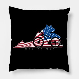 MTB Virginia American Flag Red White and Blue Pillow