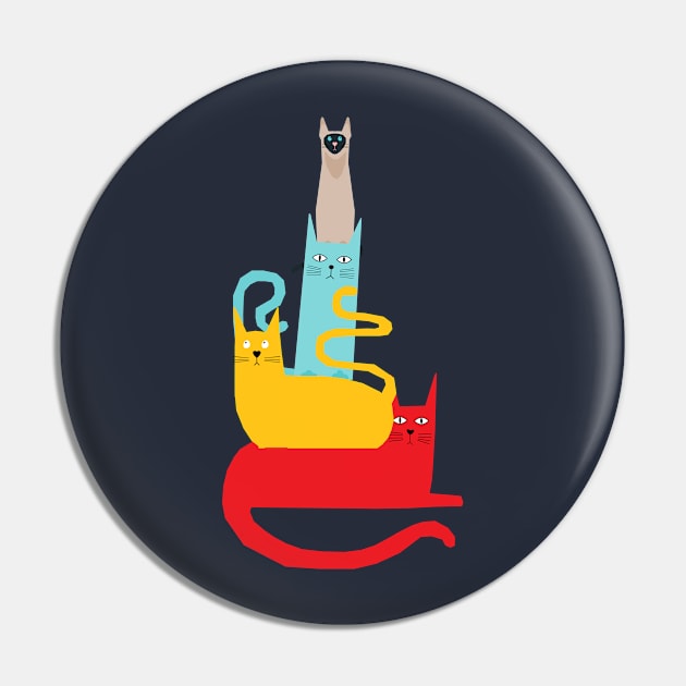 Curious Colorful Cats Funny Pin by DesignArchitect