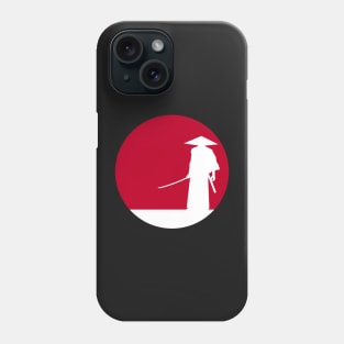 White samurai silhouette and red sun Phone Case