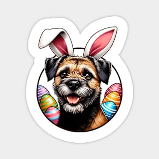 Border Terrier in Bunny Ears Enjoying Easter Celebrations Magnet