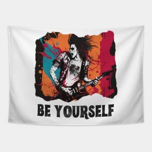 Be Yourself Rockstar Design, Rock n Roll Merch, Vibrant Colors guy, Inspiring, Inner Rocker, Musician Tapestry