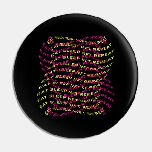 Eat sleep NFT repeat pink, yellow text Pin