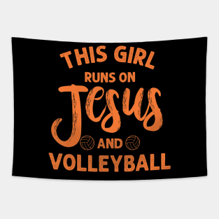 Jesus Volleyball Gift For Girls Mom Athlete Teen Youth Tapestry