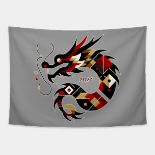 Geometric Dragon 2024 - Abstract Zodiac Artwork Tapestry