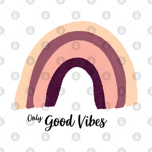 Only good vibes. Rainbow gift boho t-shirt by Lobster Pixels