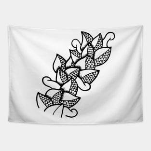 Long Beautiful Flower Doodle Art Tapestry