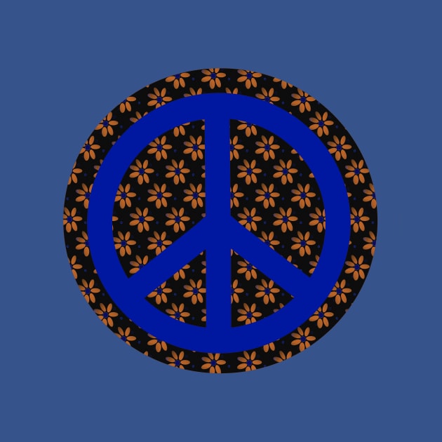 BLUE Flower Peace Sign by SartorisArt1