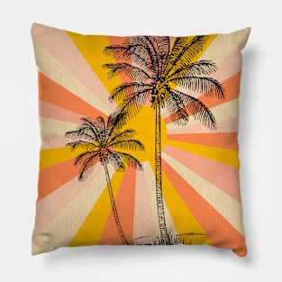 Vintage palm trees with sun Pillow