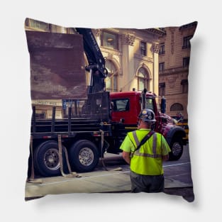 Midtown Manhattan Fifth Avenue Men At Work NYC Pillow