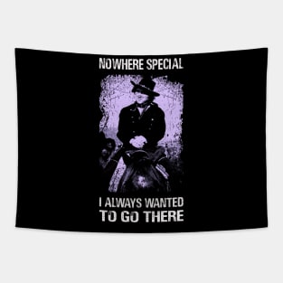 The Black Sheriff Rides Again - Embrace the Iconic Saddles Tee! Tapestry