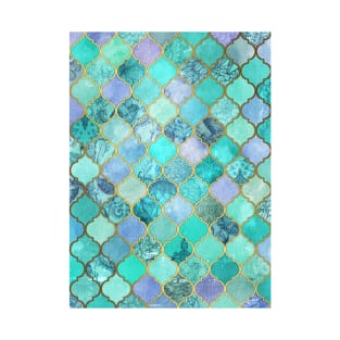 Cool Jade & Icy Mint Decorative Moroccan Tile Pattern T-Shirt