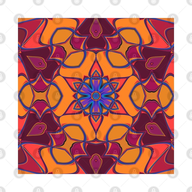 Cartoon Mandala Flower Orange Purple and Blue by WormholeOrbital