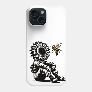 Vintage Bee Kind Tee - Abstract Grunge Bee and Sunflower Phone Case