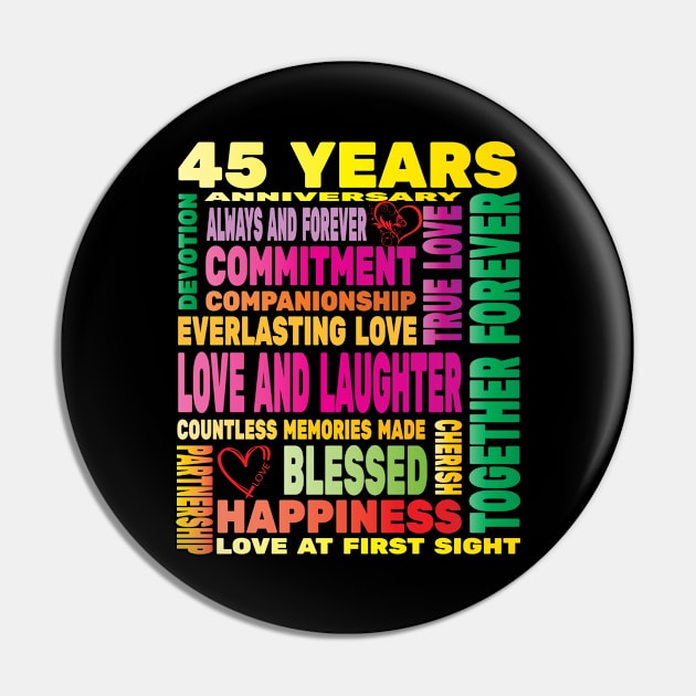 45 Years Anniversary of Love Happy Marriage Couple Lovers Pin by Envision Styles