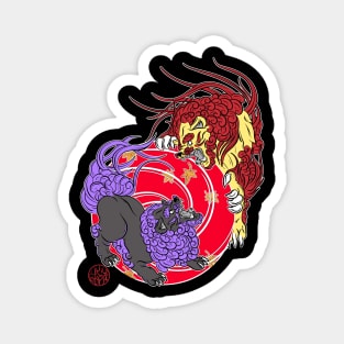 2 Komainu fight like lions Magnet