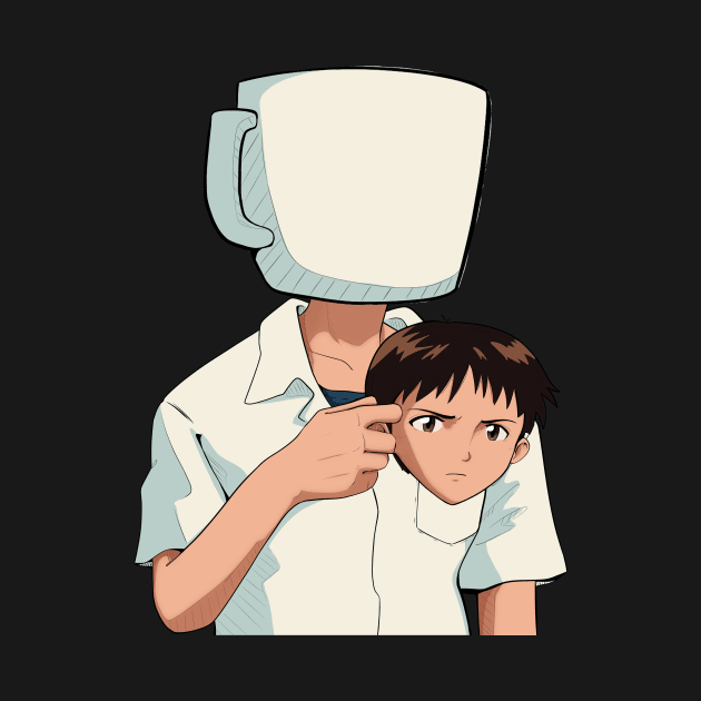 Shinji Holding a Mug HD (Mug Holding a Shinji) Restored image Neon Genesis Evangelion by Scribble-LeviJo