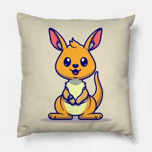 Cute Kangaroo Wearing Watch Cartoon Pillow