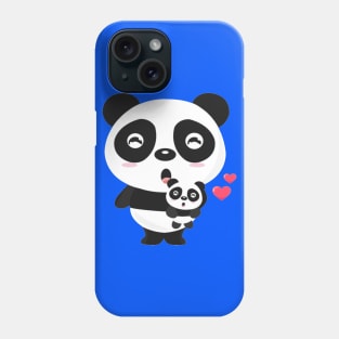 Cute animal for Mother's Day. Pandas mom and baby holding. Phone Case