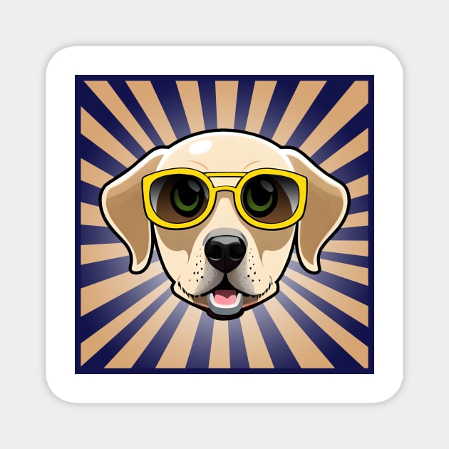 Golden Retriever Puppy Wearing Sunglasses Magnet by 4U2NV-LDN