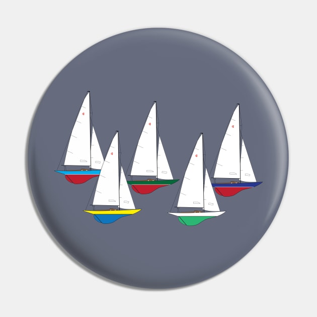 International One Design - IOD - Sailboats Racing Pin by CHBB