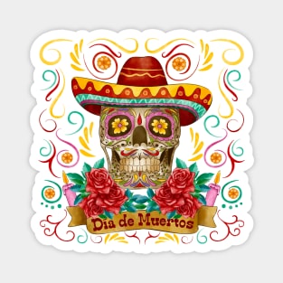 Dia de muertos skull colorful Magnet