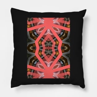 Living Coral Pantone Colour of the Year 2019 pattern decoration with neoclassical architecture Pillow