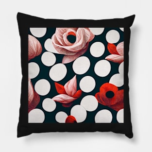 polka dots, flowers, art deco style Pillow