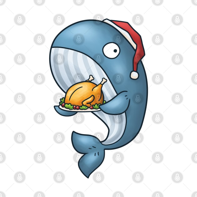 Chrismas Whale Santa with Turkey by Takeda_Art