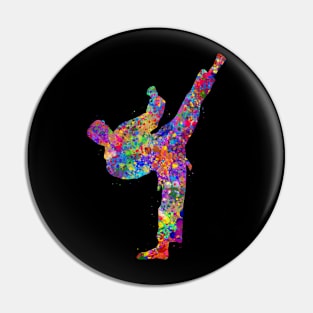 Taekwondo watercolor art Pin