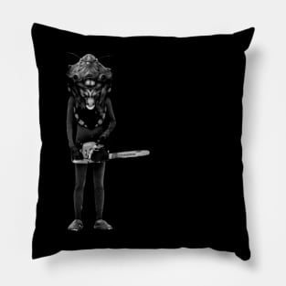stinkbugs man with chainsaw (black) Pillow