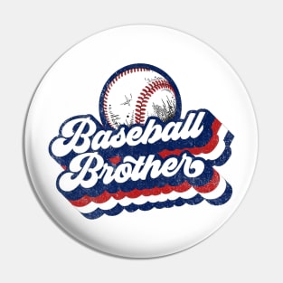 Retro Baseball Brother Red White Blue Pin