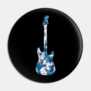 Blue Flame Guitar Silhouette on White Pin