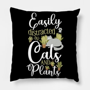 Easily Distracted By cats & Plants Pillow