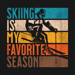 Distressed Vintage Skiing Is My Favorite Season Gift T-Shirt