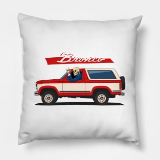 Truck bronco 1986 f150 xlt 4x4 skull metal red Pillow