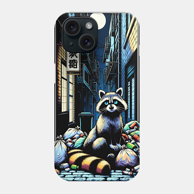 Midnight Scavenger: The Urban Raccoon's Tale Phone Case by Penguin-san